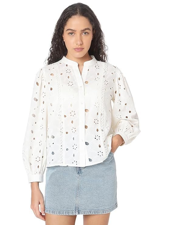 VERO MODA Women's Cotton Regular Fit T-Shirt