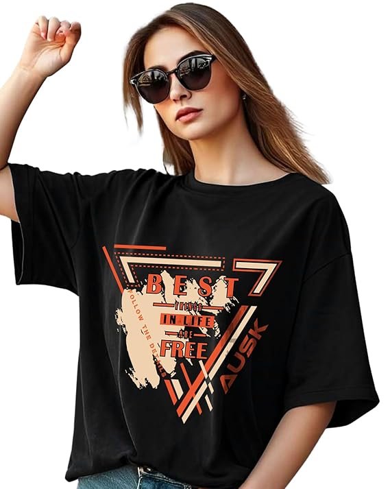 AUSK Printed Oversized Women T-Shirt