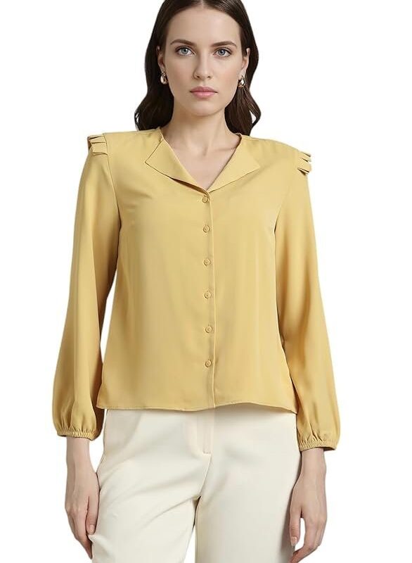 Van Heusen Women Polyester Regular Fit Solid Full Sleeve Casual Shirt