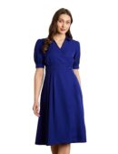 Symbol Premium Women's 'Desk-to-Dinner' Fit & Flare Wrap Dress (Midi Length | Stylish)