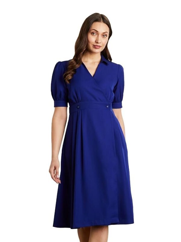 Symbol Premium Women's 'Desk-to-Dinner' Fit & Flare Wrap Dress (Midi Length | Stylish)