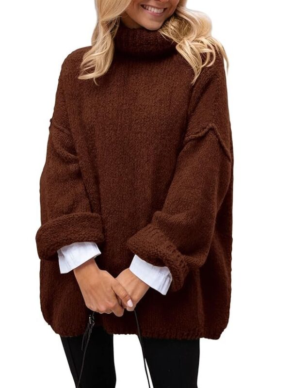 PRETTYGARDEN Women's Knit Oversized Sweater Fall Fashion Casual Long Sleeve Turtleneck Chunky Pullover Tops Winter Clothing