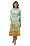 Aurelia Women's Mellow Floral Printed Below The Knee A-Line Dress