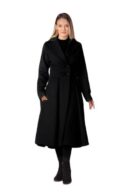 Jangid Fashion Winter Jacket for Women, Overcoat, Long Dress Coat, Full Sleeve Polyester Double Breasted Coat-Black