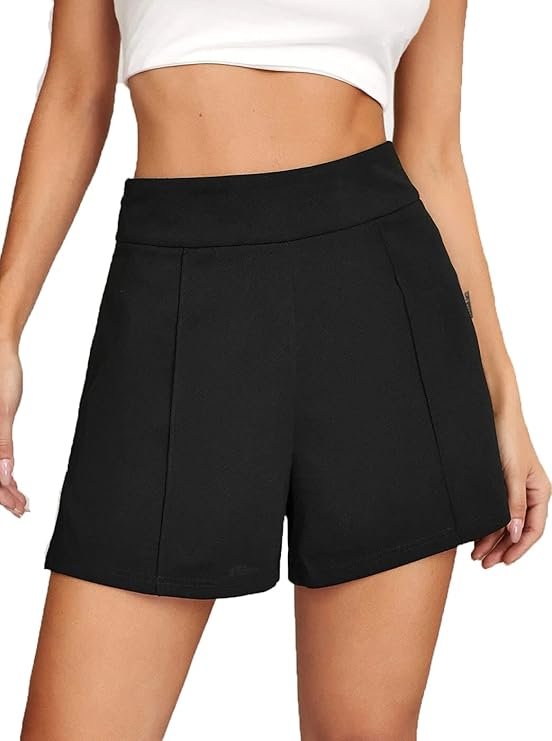 Mehrang Solid Women Black High Waist Shorts for Women and Girls Casual Wear