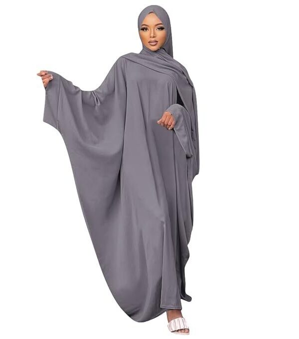 IKADEX Muslim Dress for Women Pakistani Kaftan Abaya Robe + Hijab Arabic Islamic Prayer Clothes Dubai Outfits