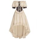 FCCAM Renaissance Dress Women Pirate Costume Ruffle Peasant High Low Dress