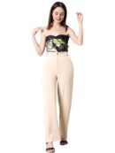 KOTTY Women's Relax Fit Straight Leg Tie Waist Pants