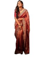 JULEE Women's Twill Net Embroidred Saree