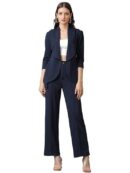 KOTTY Women's Solid Relaxed Fit 3/4 Sleeve Co-ord Blazer and Trouser Set.