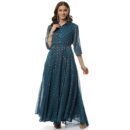 BIBA Women Fit and Flare Below The Knee Art Silk Flared Printed Dress