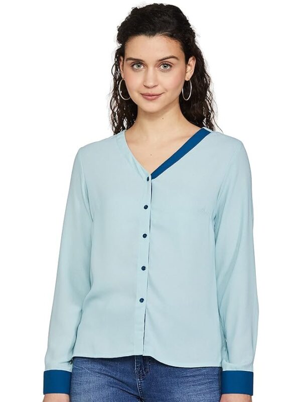 Amazon Brand - Symbol Women's Solid Crepe V-Neck Full Sleeve Regular Fit Top