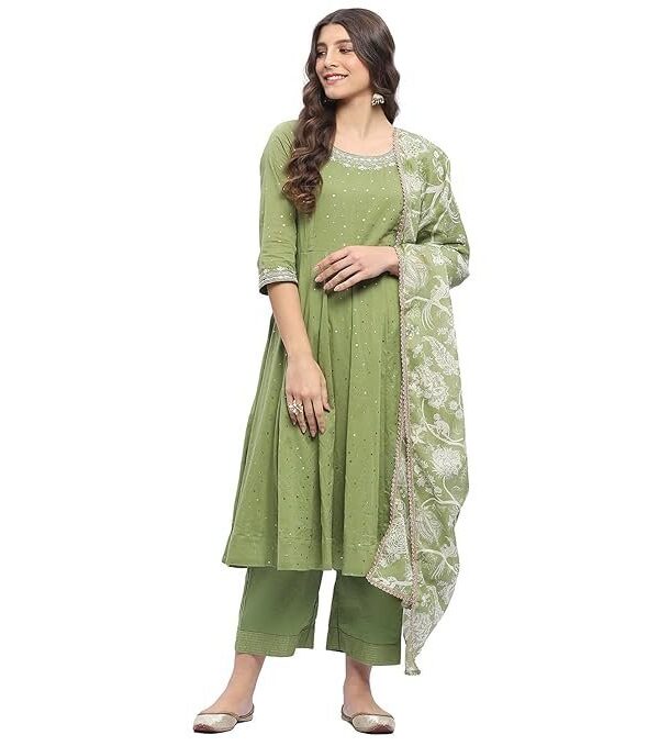 BIBA Women Cotton Anarkali Printed Suit Set