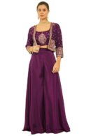 Soch Womens Wine Chinon Sequinned Embellished Co-Ord Set