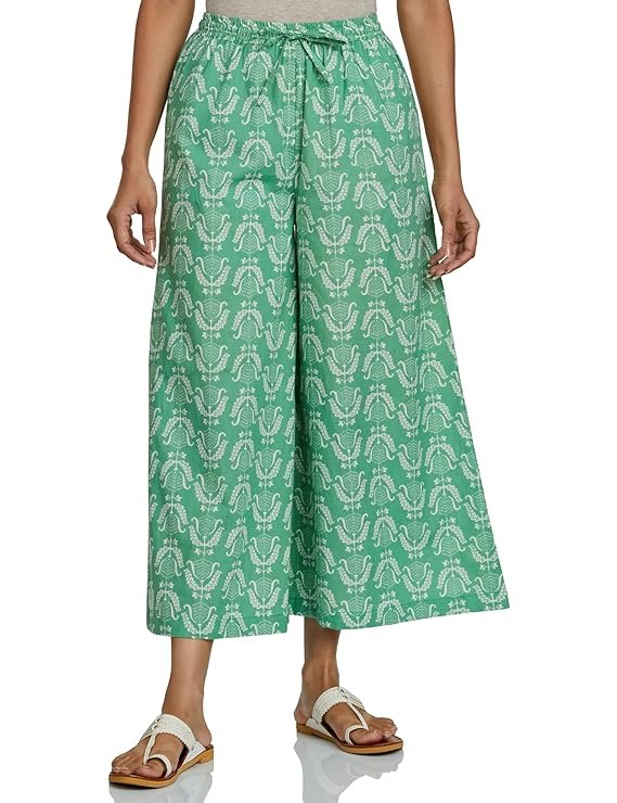 Amazon Brand - Myx Women's Relaxed Cotton Flared Palazzo | Available in Plus Size