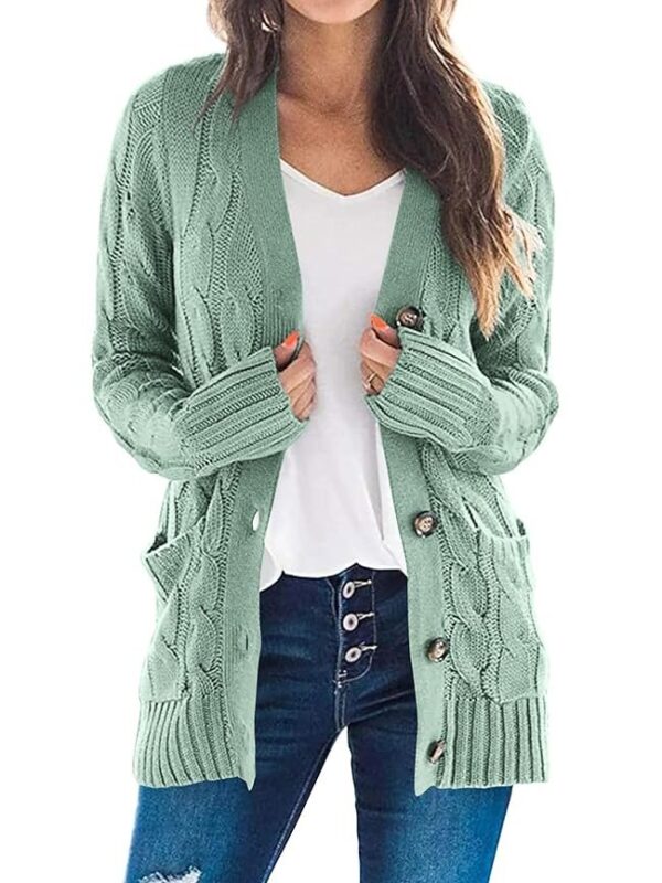 PRETTYGARDEN Women's Open Front Cardigan Sweaters Fashion Button Down Cable Knit Chunky Outwear Coats