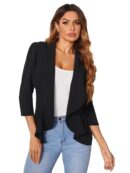KOTTY Women's Single Breasted Relaxed Fit Shawl Collar 3/4 Sleeve Blazer