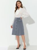 Allegra K Women's A-Line Button Front Work Formal Knee Length Skirt
