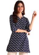 DSK Studio Women's Short Kurti in Black Rayon Cotton Blend | Ladies Ethnic Tunic | Office