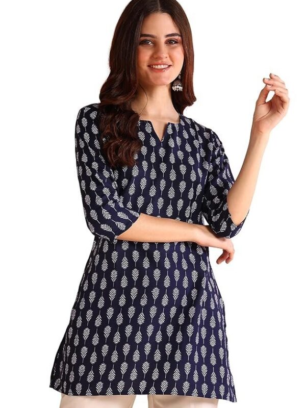 DSK Studio Women's Short Kurti in Black Rayon Cotton Blend | Ladies Ethnic Tunic | Office