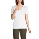 Lands' End Women's Relaxed Supima Cotton Short Sleeve V-Neck T-Shirt