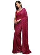 Zeel Clothing Women's Sequins Work Heavy Georgette Saree with Blouse