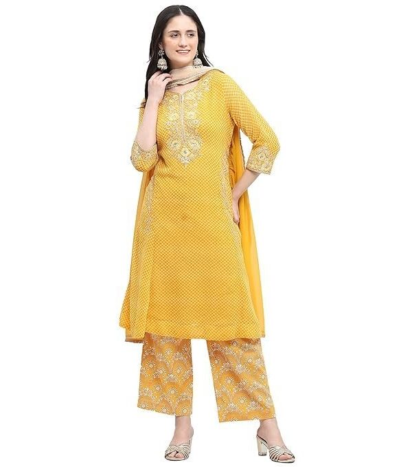 BIBA Women Polyester Printed Kalidar Suit Set