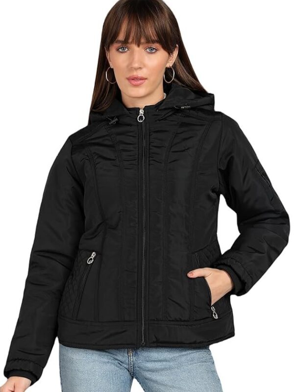 ELLIPSE Nylon Full Sleeves Regular Fit Fashionable & Stylish Winter Waterproof Jakcet With Hoodie For Women's