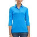 Women's Soft 3/4 Sleeve V Neck Golf Shirt Long Mositure Wicking Performance Sports Polo T Shirt Tops for Women, 12141# Blue, X-Large