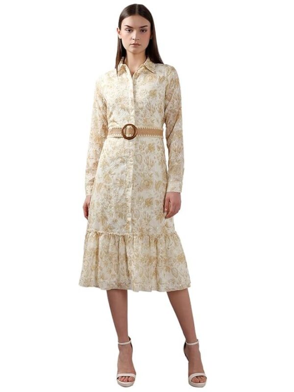 VERO MODA Women's Polyester Fit and Flare Maxi Dress