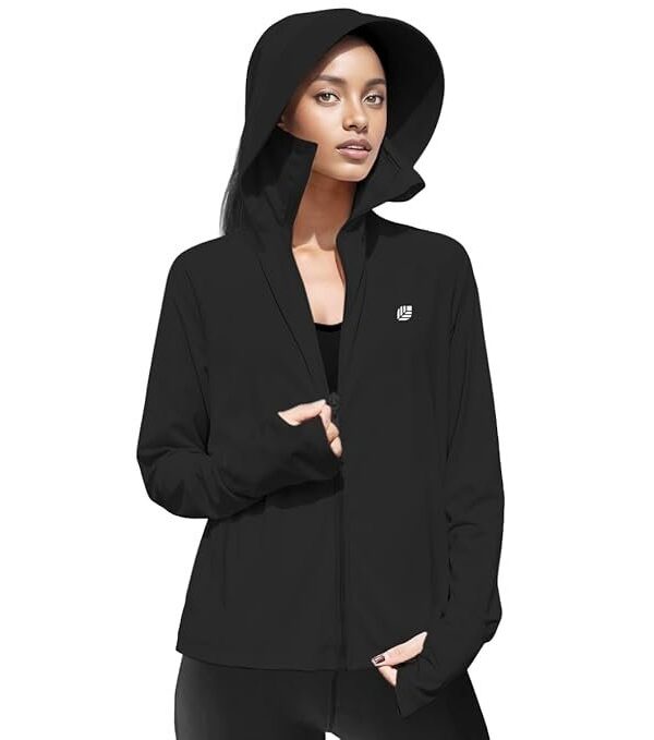 Venzina® Women's UPF 50+ Lightweight Athletic Jacket UV Sun Protection Full Zip Cooling Hoodie Long Sleeve Sunscreen Protective Clothing for Women for Outdoor Hiking, S-XL